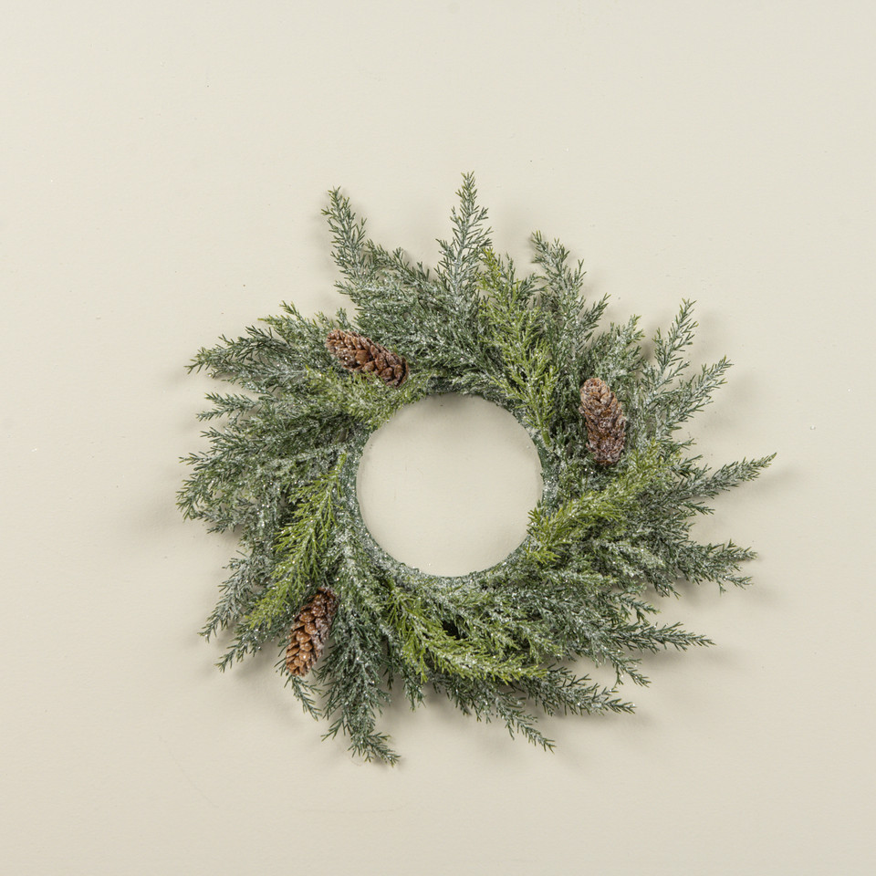 12" PRICKLY PINE CANDLE RING W/ PINECONES