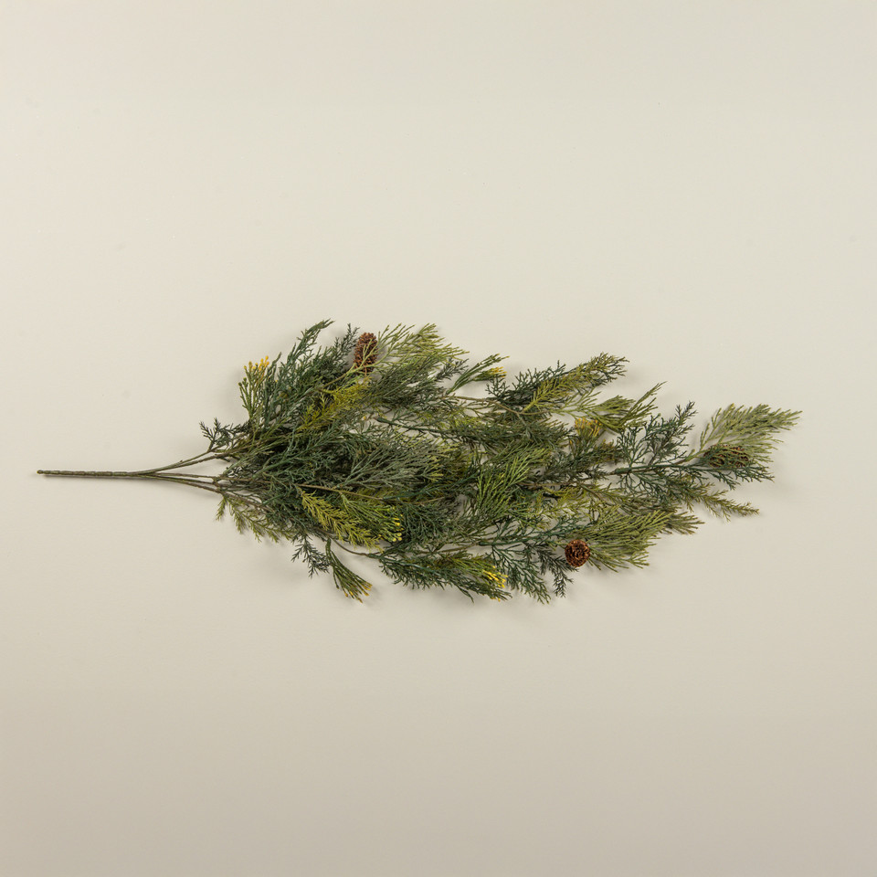 34" MIXED CEDAR HANGING BUSH W/ PINECONES
