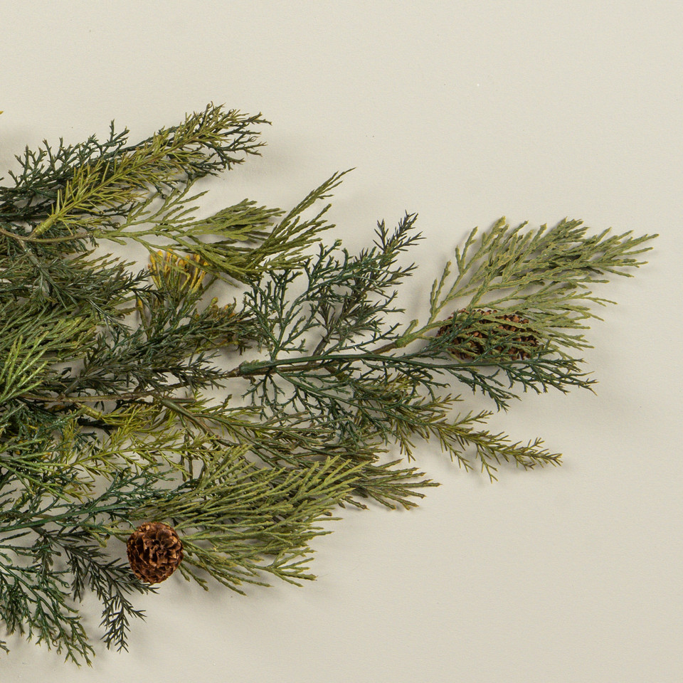 34" MIXED CEDAR HANGING BUSH W/ PINECONES