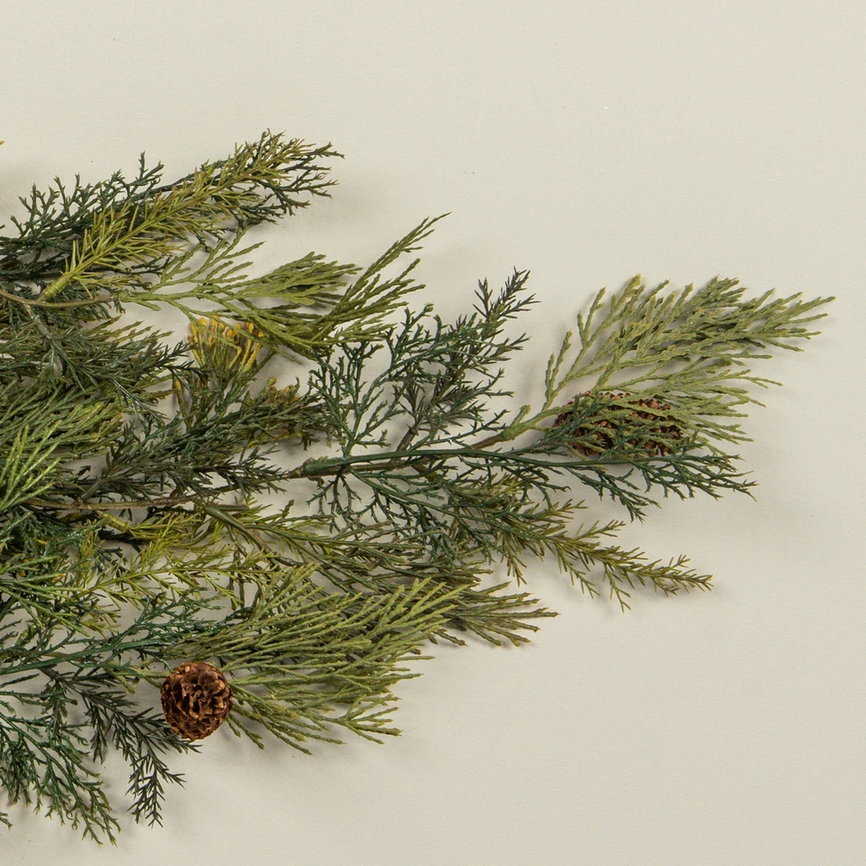 34" MIXED CEDAR HANGING BUSH W/ PINECONES