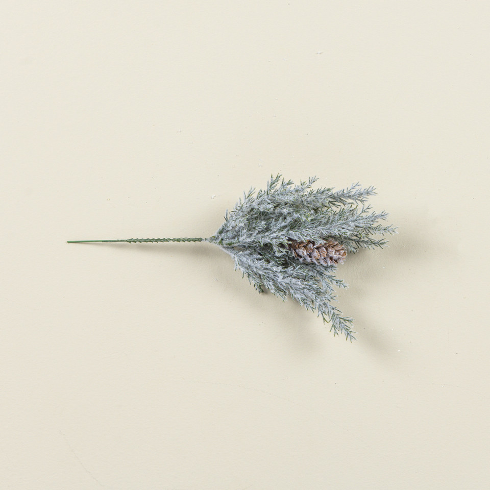 9" FROSTED PRICKLY PINE PICK W/ PINECONE