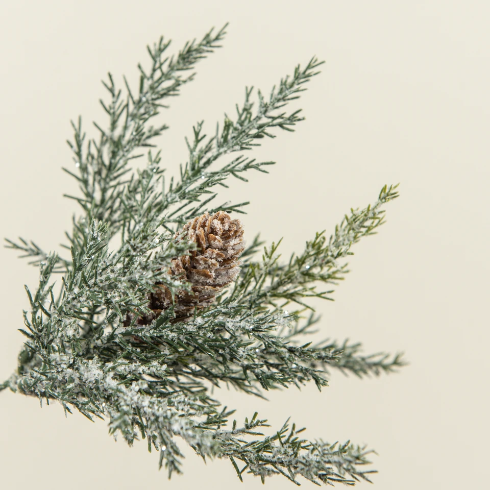 9" GLITTERED PRICKLY PINE PICK W/ PINECONE