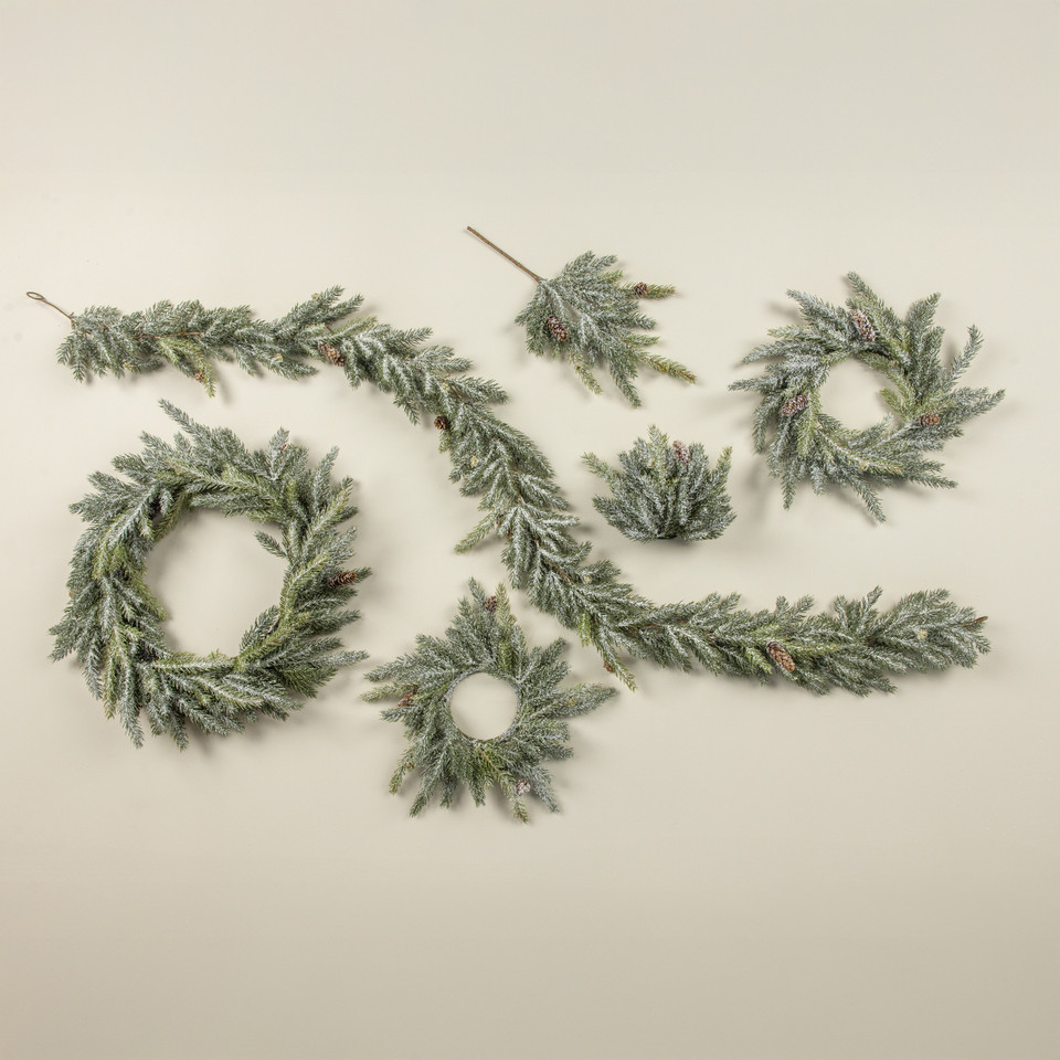 6' WHITE SPRUCE W/ MINI PINECONES GARLAND