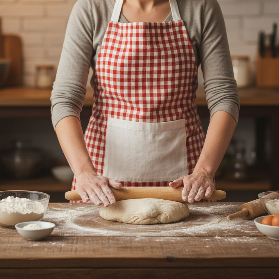 RED & CREAM APRON