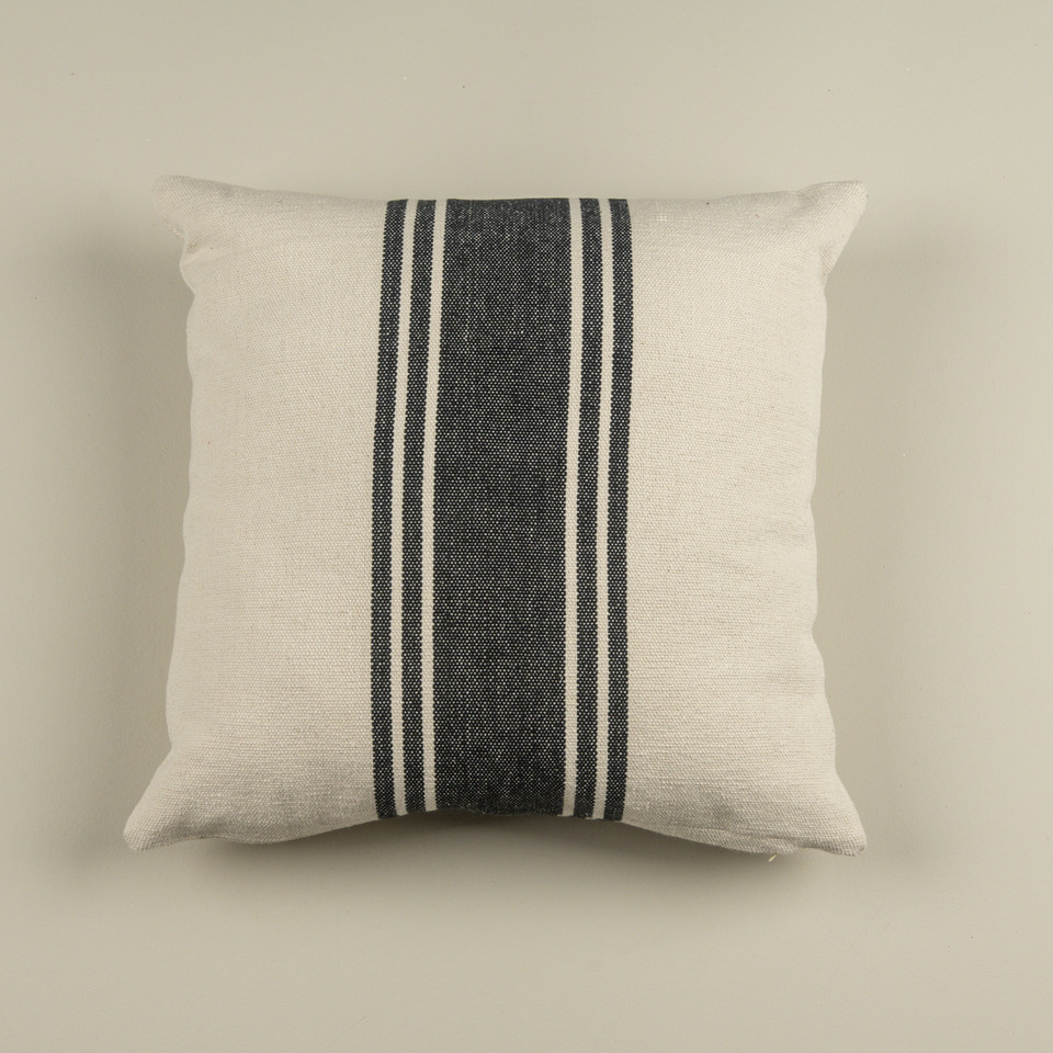 20" CREAM PILLOW W/ BLACK STRIPE