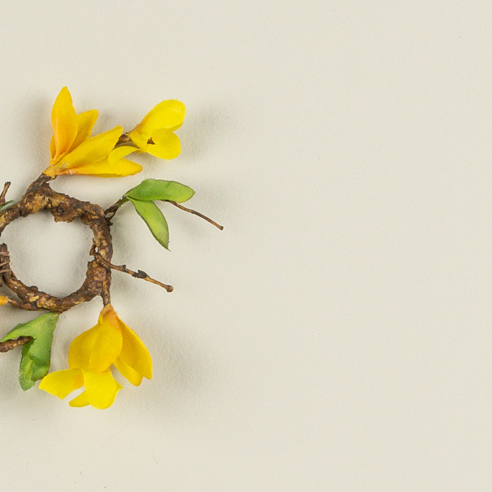 3" YELLOW FORSYTHIA TAPER CANDLE RING