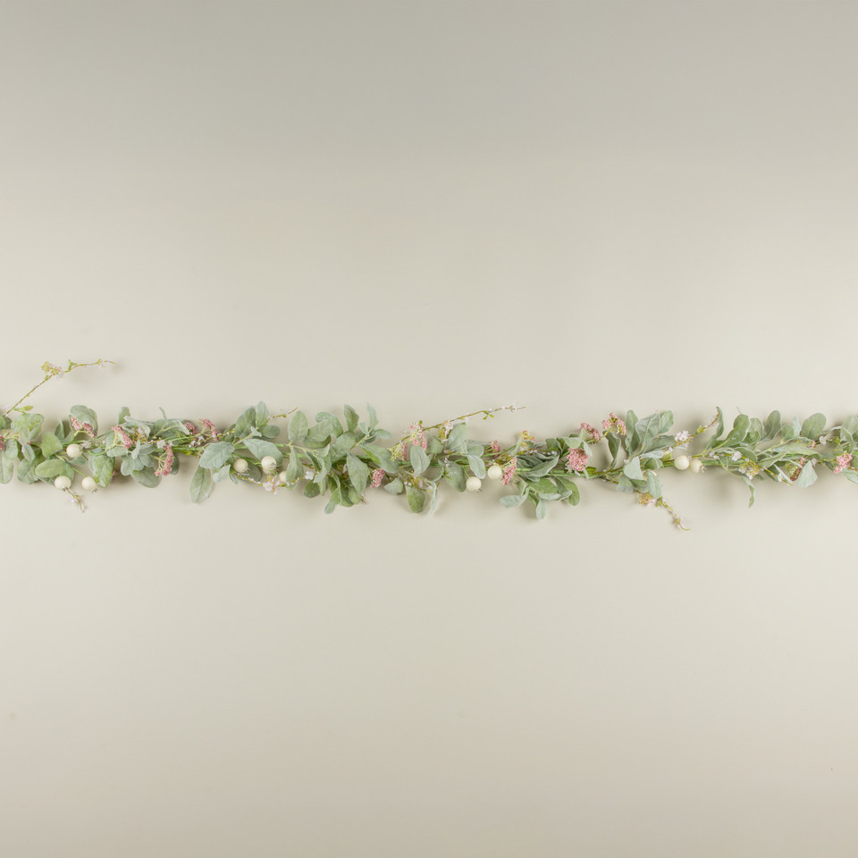 6' PINK BERRY & LAMB'S EAR GARLAND