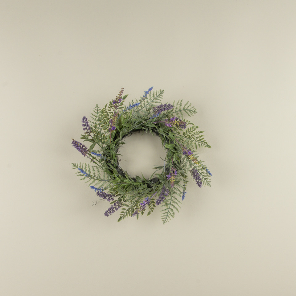 16" LAVENDER & FERN CANDLE RING