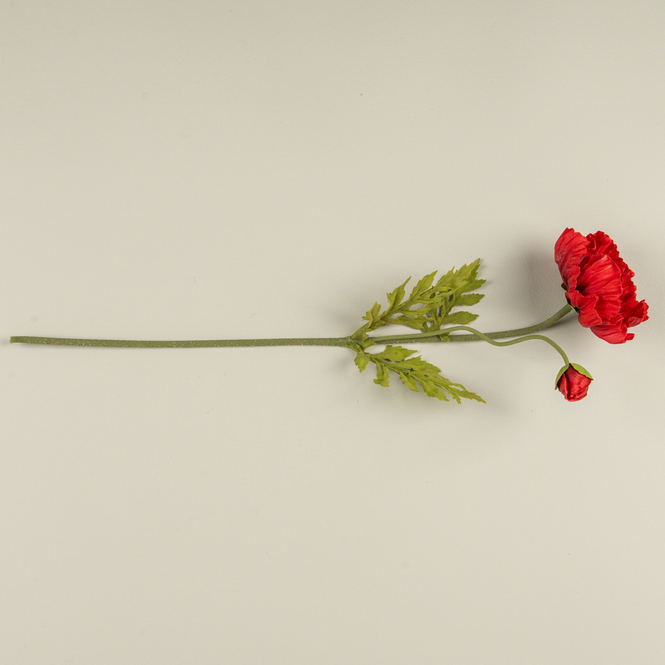 25" RED POPPY STEM