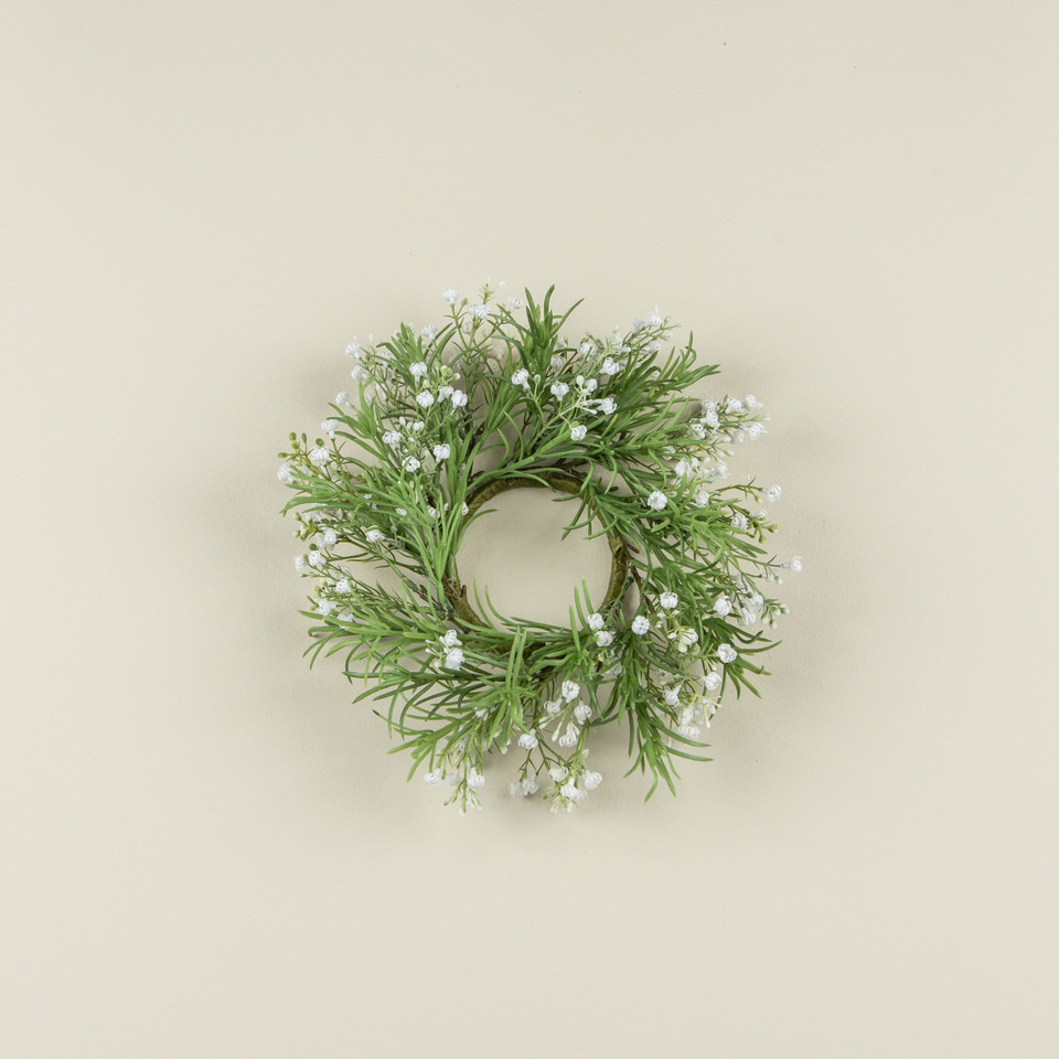12" WHITE BABY'S BREATH CANDLE RING