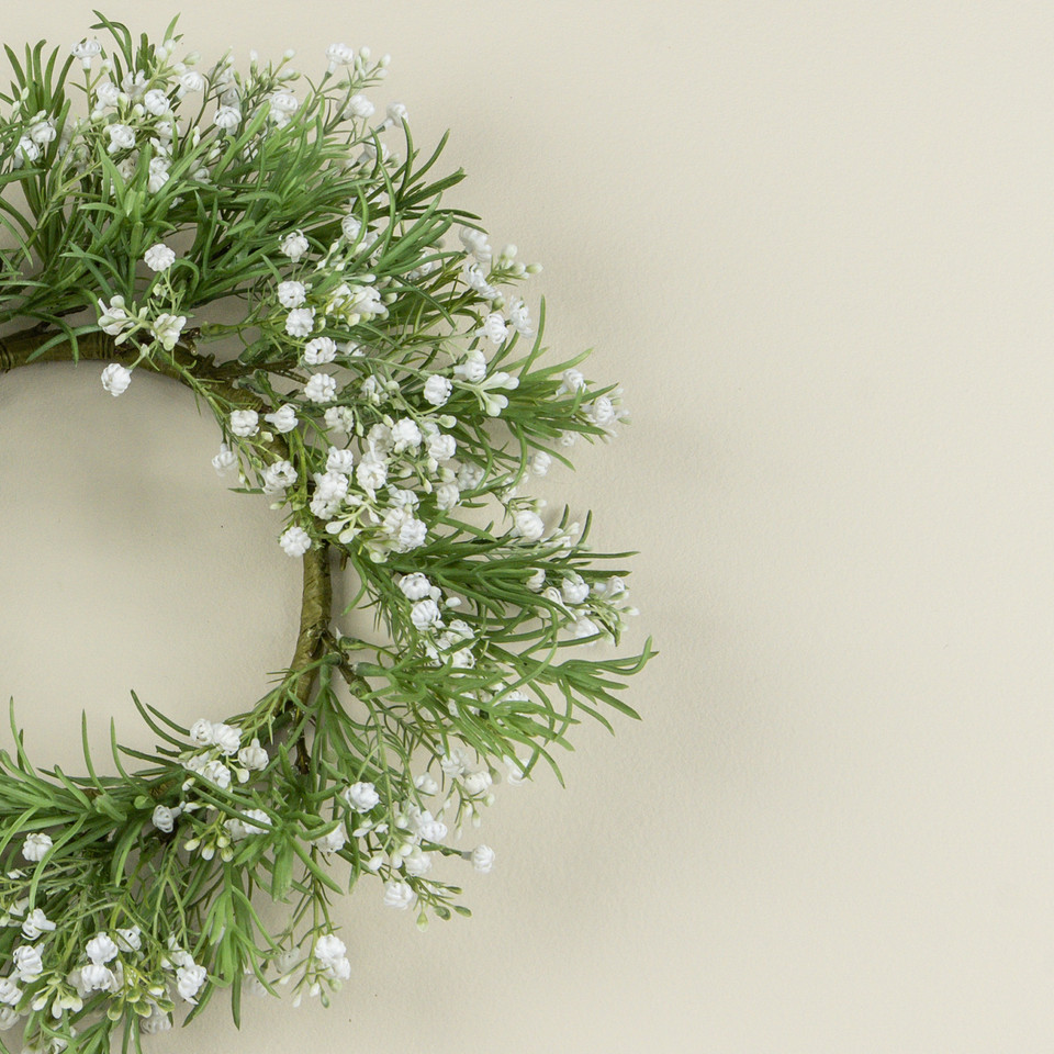14" WHITE BABY'S BREATH CANDLE RING
