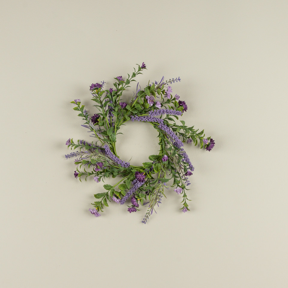 12" DARK PURPLE WILDFLOWER CANDLE RING