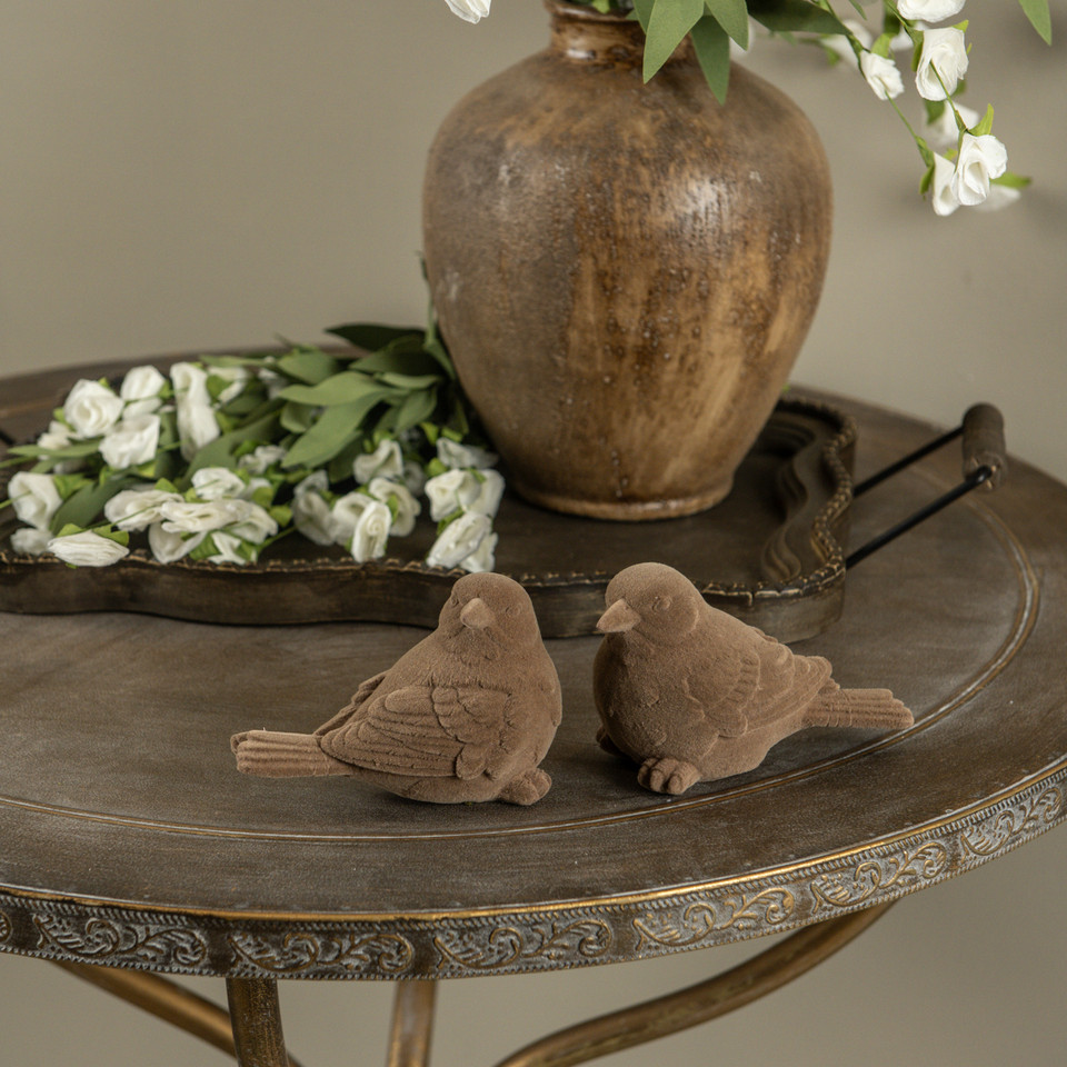 3.5" BROWN FLOCKED BIRD