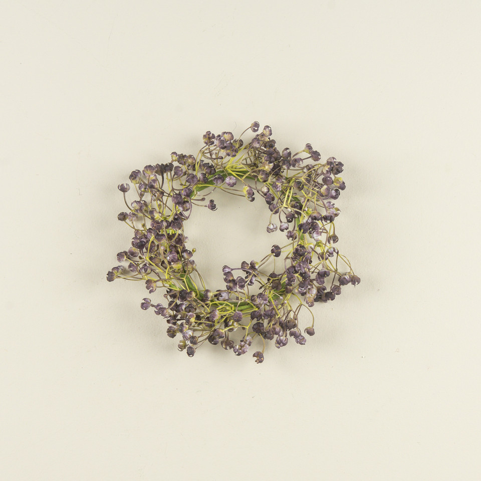 8" DARK PURPLE BABY'S BREATH CANDLE RING