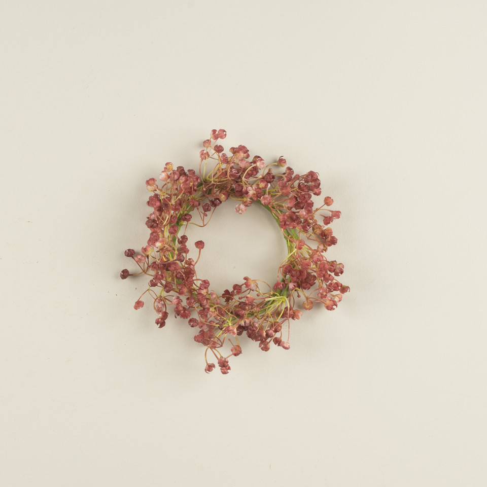 8" WINE BABY'S BREATH CANDLE RING