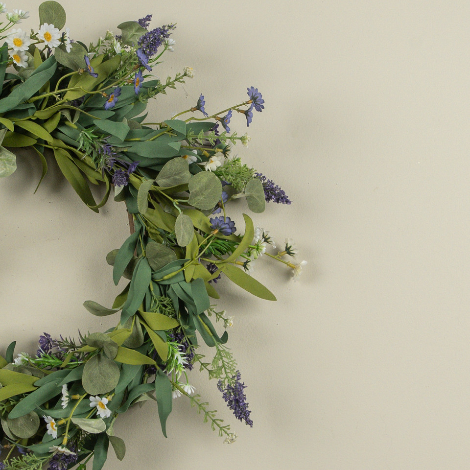 20" PURPLE & WHITE MIXED SPRING WREATH