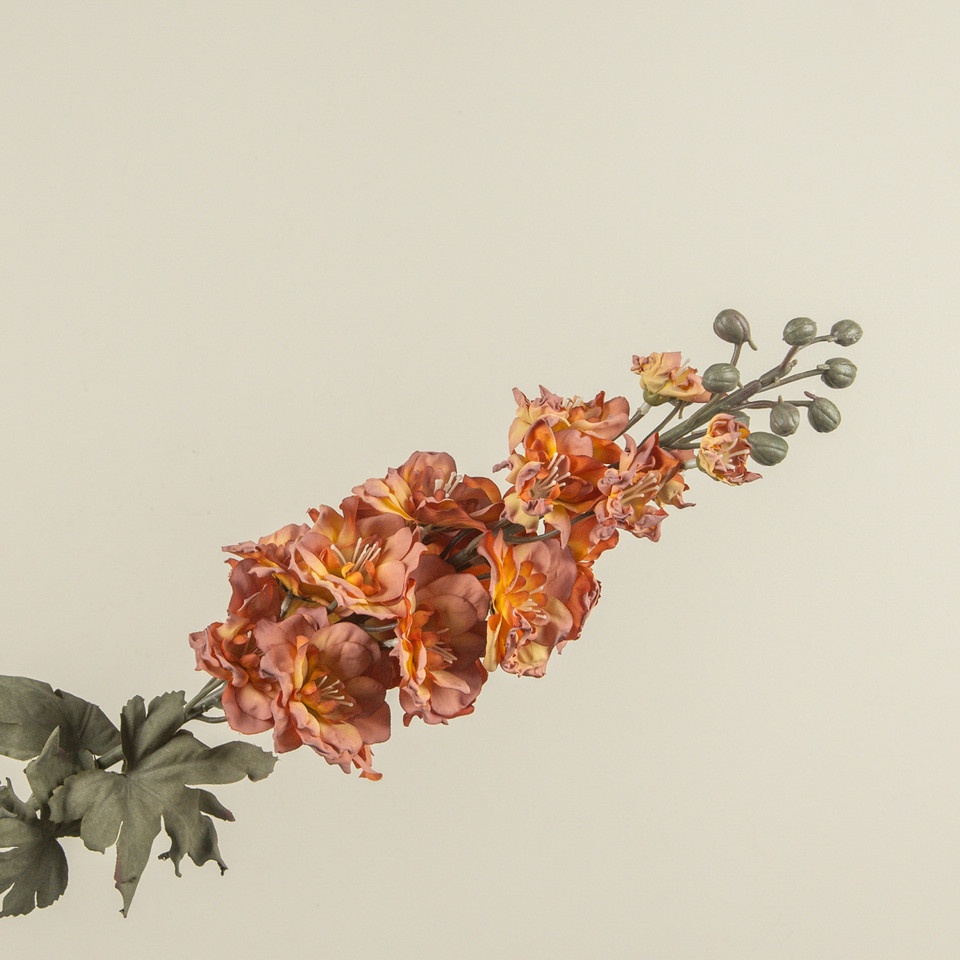 31.5" ORANGE & PINK DRIED LARKSPUR STEM
