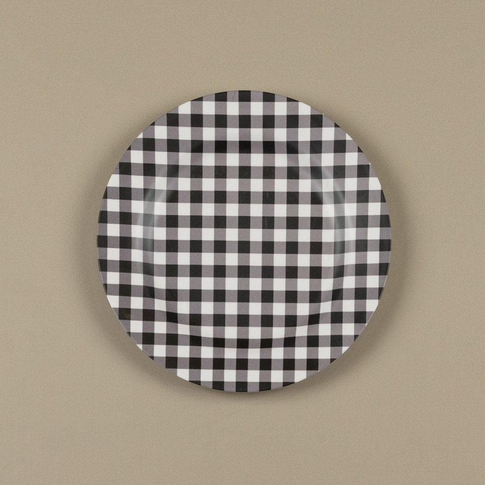 BLACK & WHITE GINGHAM CHARGER