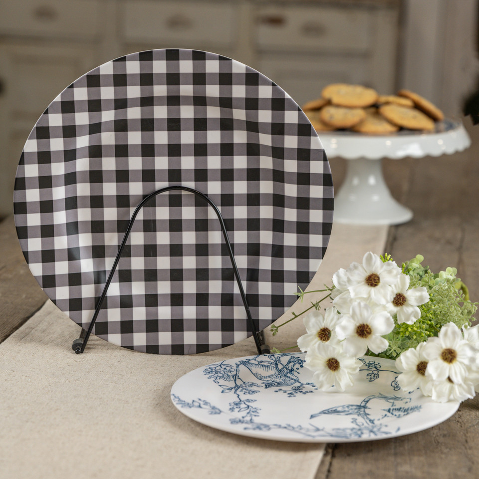 BLACK & WHITE GINGHAM CHARGER