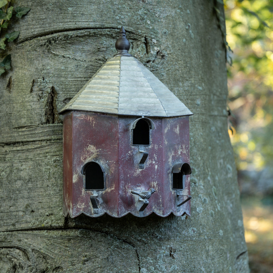 RED 3-OPENING BIRDHOUSE