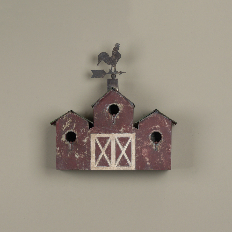 RED TRIPLE BARN BIRDHOUSE