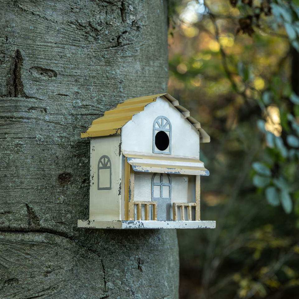 CREAM & YELLOW WALL BIRDHOUSE