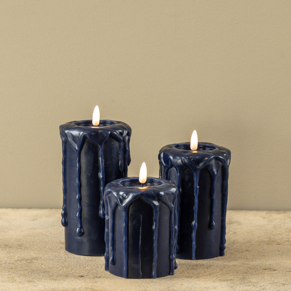 5" NAVY 3D FLAME PILLAR CANDLE