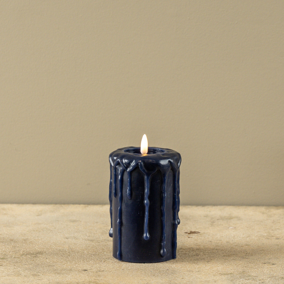 5" NAVY 3D FLAME PILLAR CANDLE