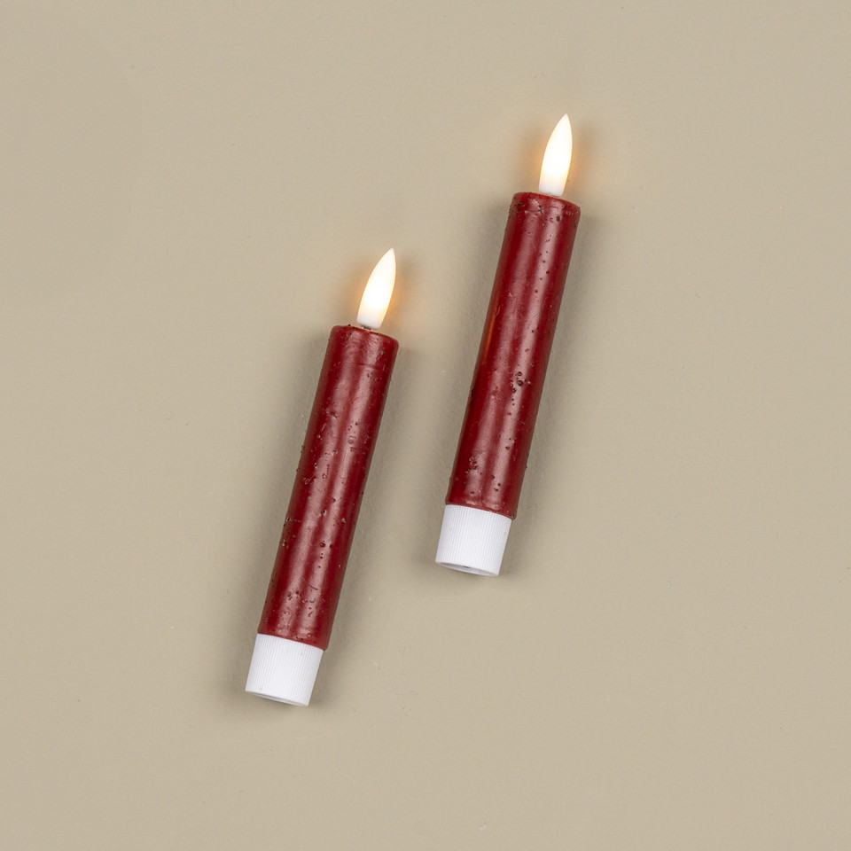 SET/ 2 - 5.75" 3D FLAME RED TAPER CANDLE