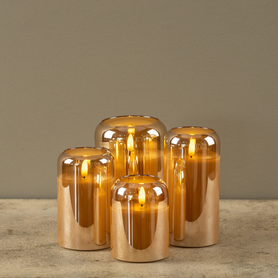4" ARCHED CHAMPAGNE GLASS 3D FLAME CANDLE