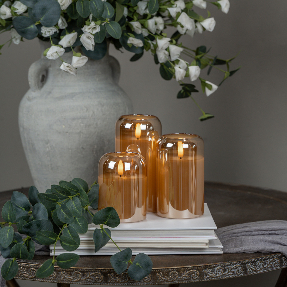5" ARCHED CHAMPAGNE GLASS 3D FLAME CANDLE