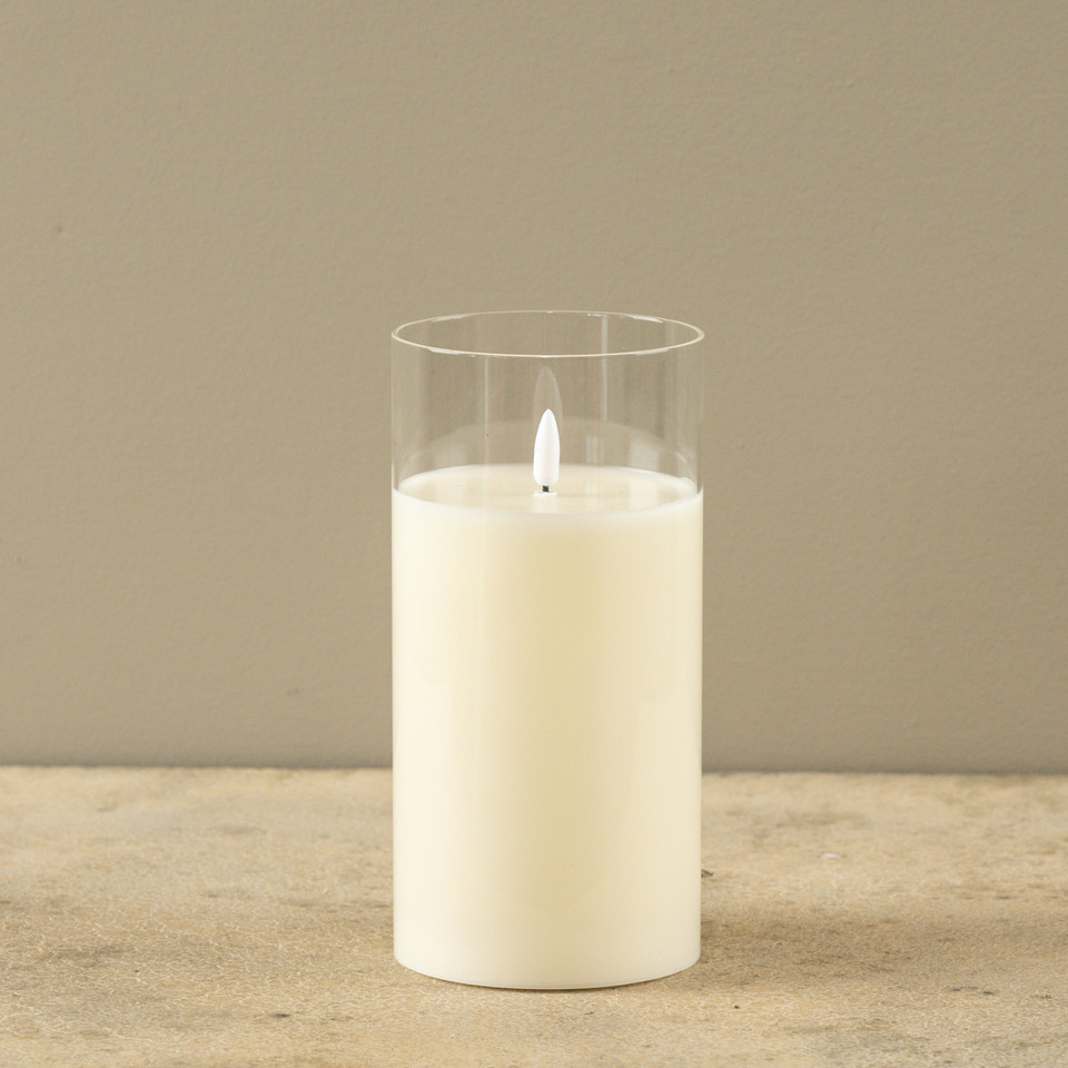 4" X 8" GLASS 3D FLAME CANDLE