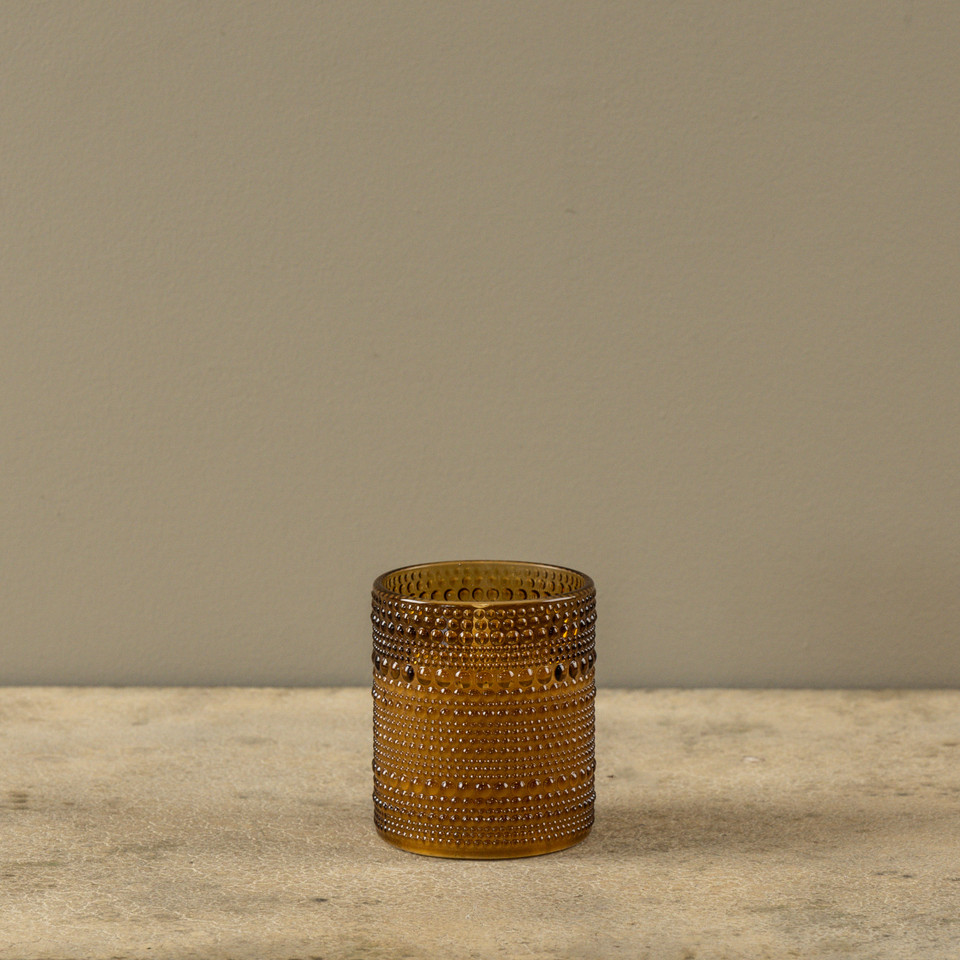 4" AMBER DOTTED GLASS 3D FLAME CANDLE