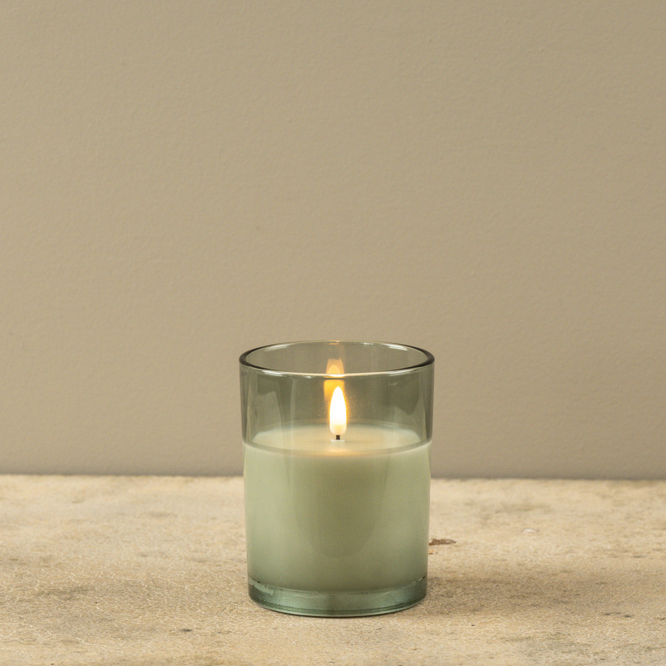 5" GREEN THICK GLASS 3D FLAME CANDLE