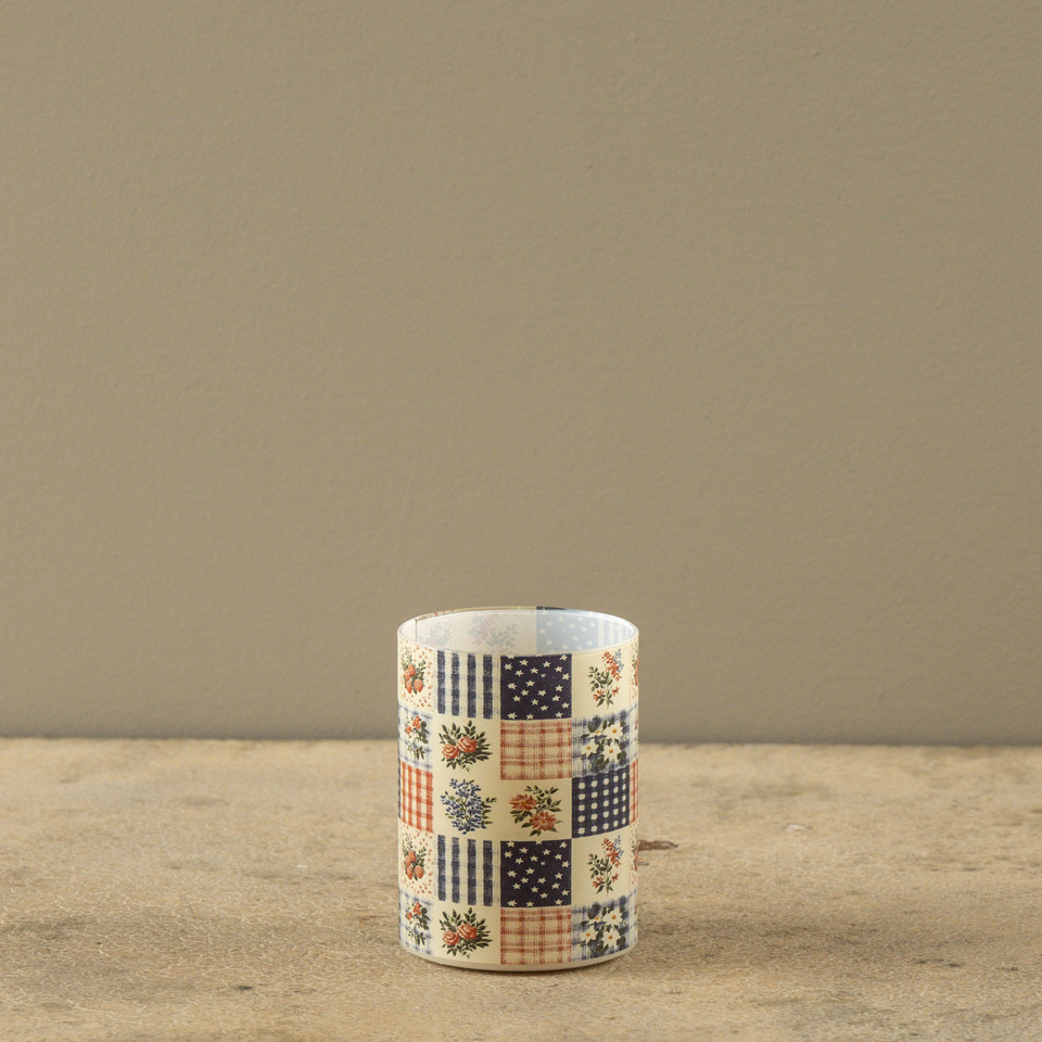 4" PATCHWORK GLASS 3D FLAME CANDLE
