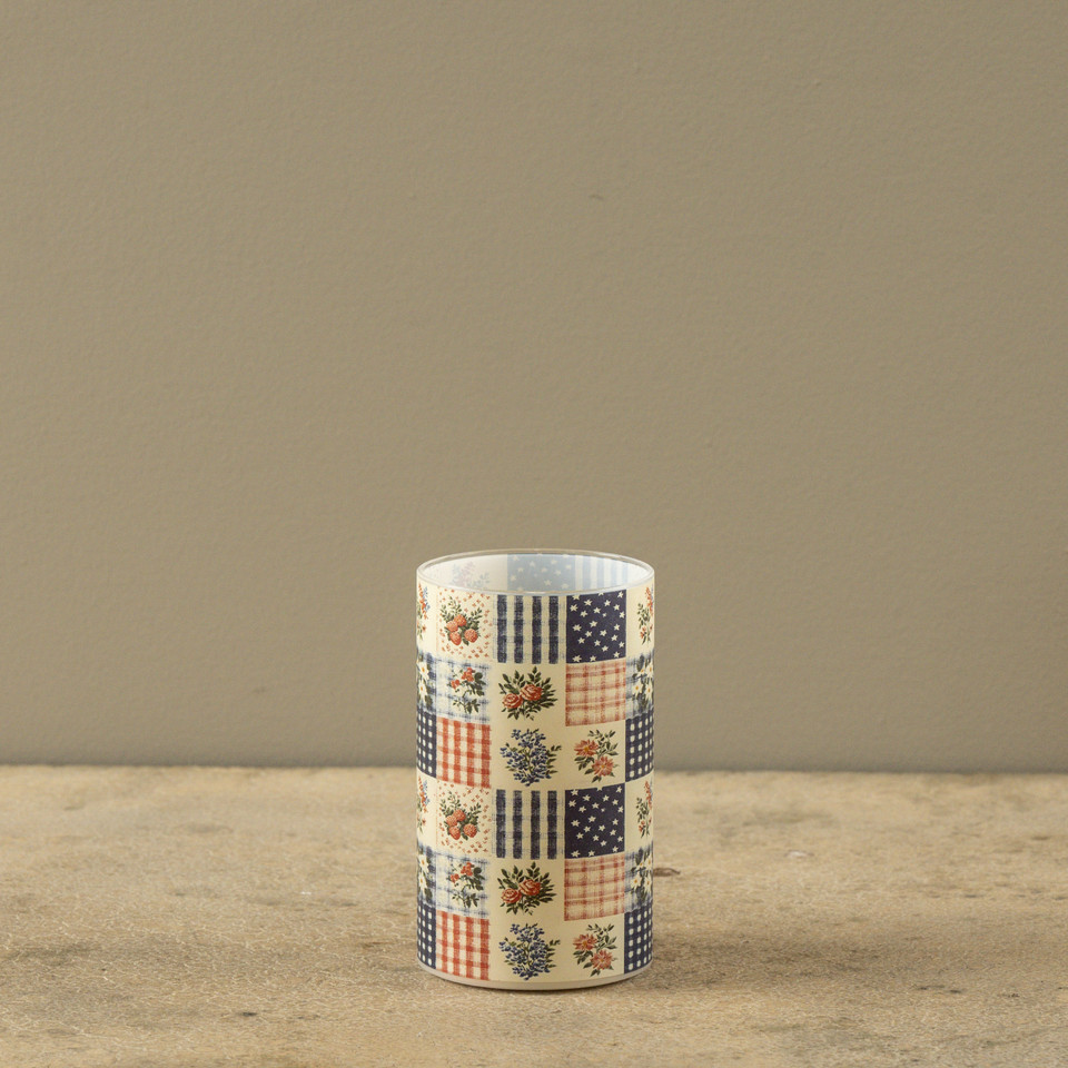 5" PATCHWORK GLASS 3D FLAME CANDLE