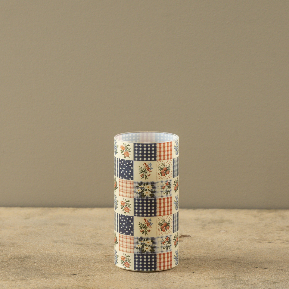 6" PATCHWORK GLASS 3D FLAME CANDLE