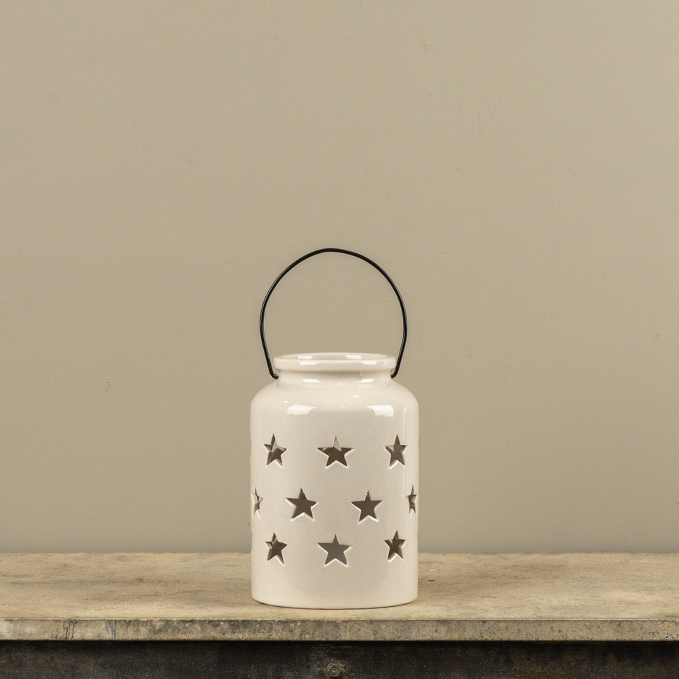 STAR CUT OUT CERAMIC LANTERN