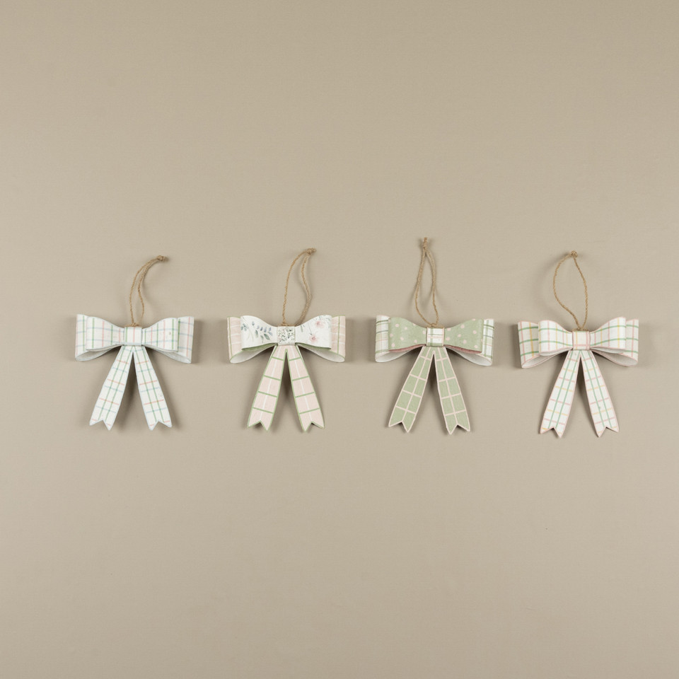 SET/ 4 PASTEL PLAID BOWS