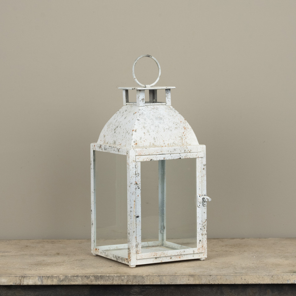 14.5" AGED WHITE LANTERN