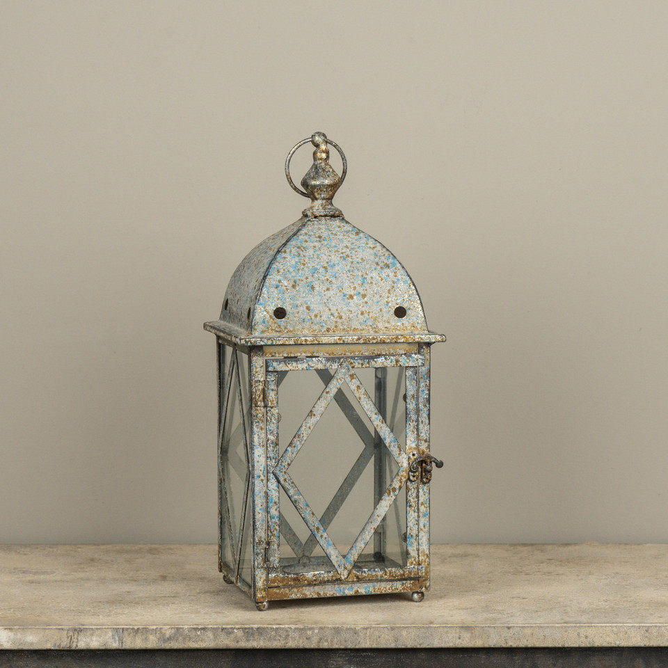 16.75" SPECKLED BLUE LANTERN