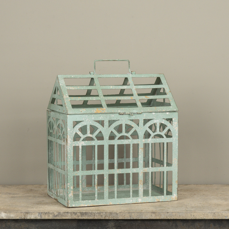 GREEN METAL GREENHOUSE