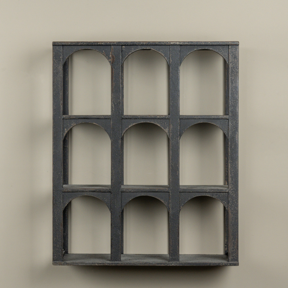 ARCHED BLACK WALL CUBBY SHELVES