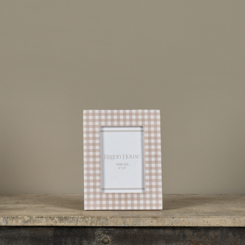 4" X 6" TAN GINGHAM PHOTO FRAME