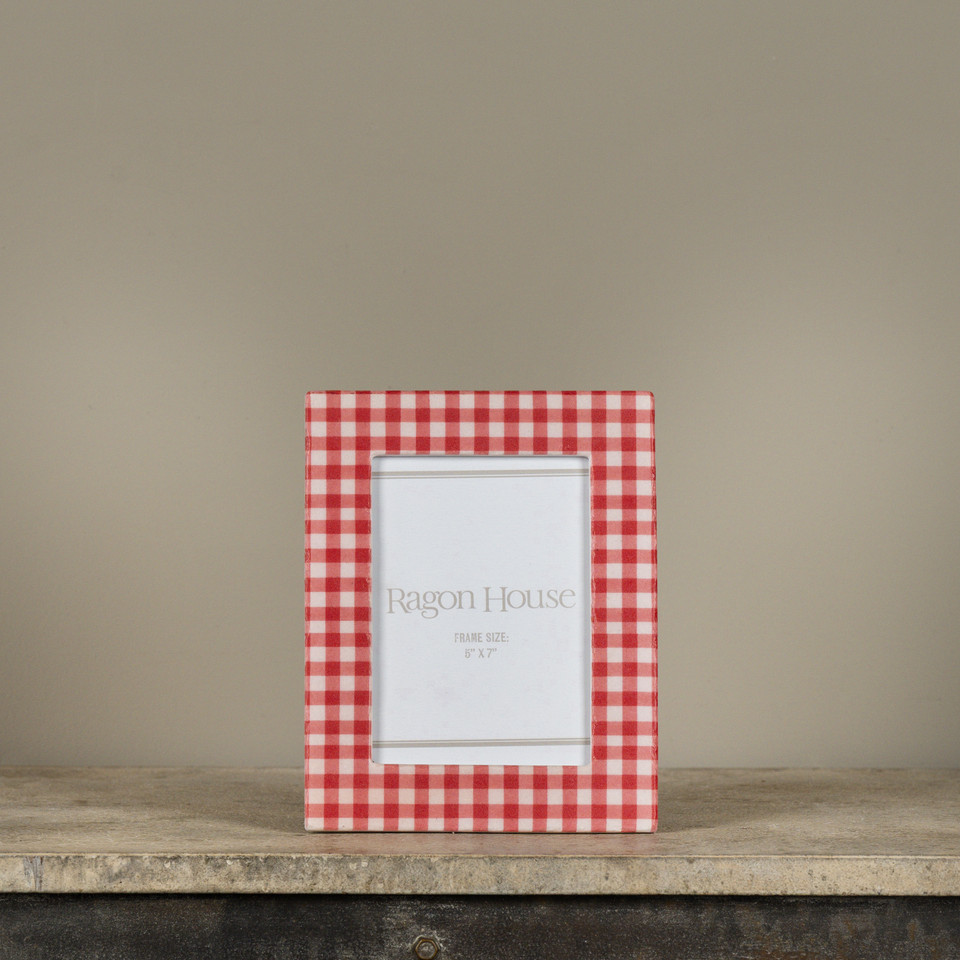 5" X 7" RED GINGHAM PHOTO FRAME