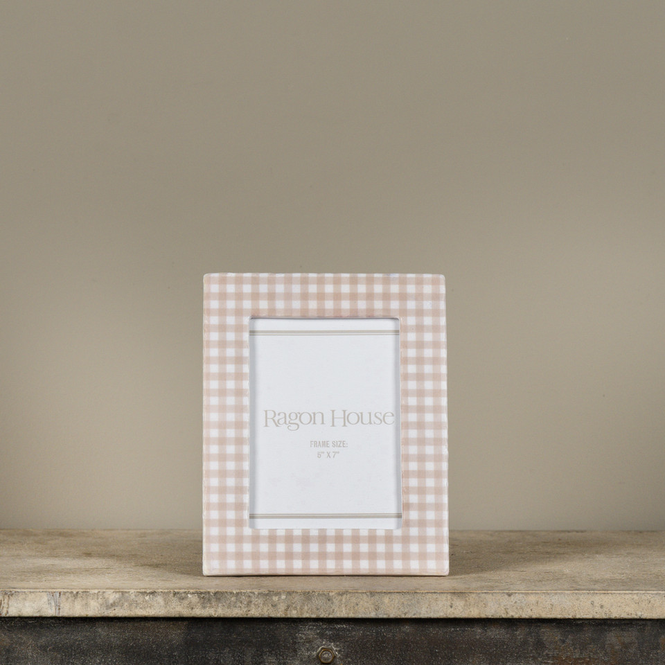 5" X 7" TAN GINGHAM PHOTO FRAME