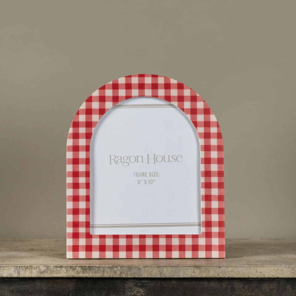 8" X 10" ARCHED RED GINGHAM PHOTO FRAME