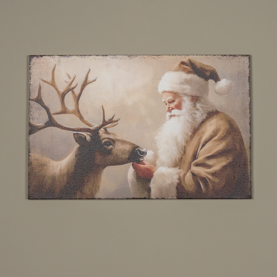 28" X 18" SANTA & DEER PRINT
