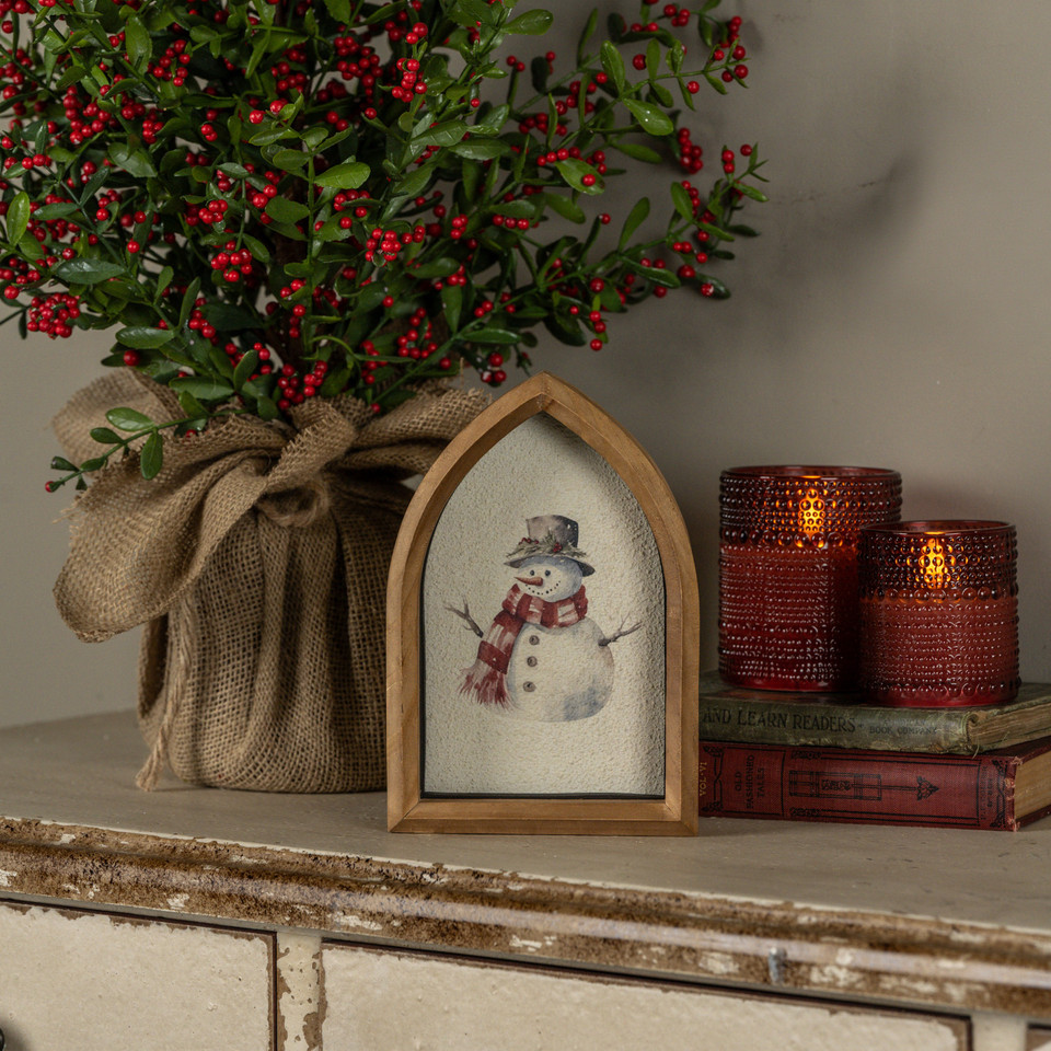 8" SNOWMAN FRAMED TABLETOP SIGN