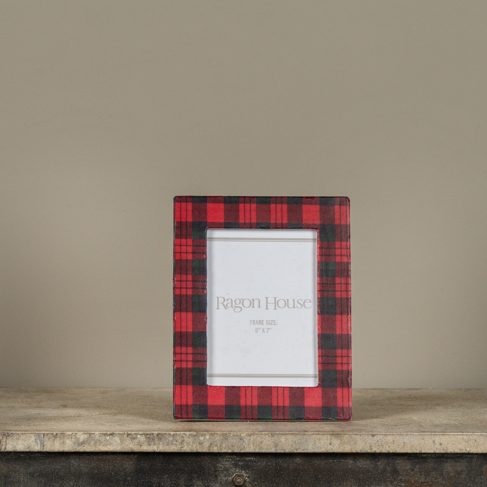 5" X 7" RED PLAID PHOTO FRAME